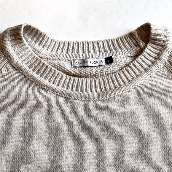 Zaket Plover Pullover Sweater Womens Large Gray Colorblock Minimalist Cable Knit - Picture 2 of 8